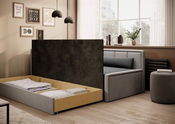 Siva sklopiva/s prostorom za odlaganje sofa od šenila 214 cm Fulgeo – ELTAP