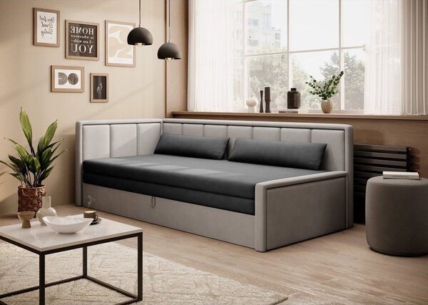 Siva sklopiva/s prostorom za odlaganje sofa od šenila 214 cm Fulgeo – ELTAP