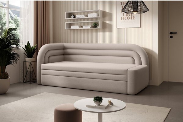 Bež baršunasti sklopiva/s prostorom za odlaganje sofa s lijevim kutom 223 cm Fabillo – ELTAP