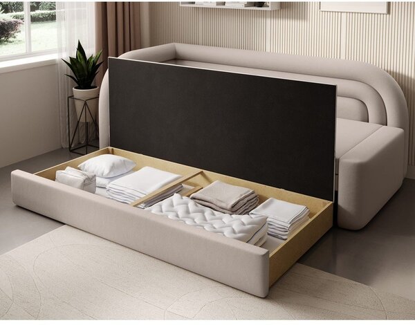 Bež baršunasti sklopiva/s prostorom za odlaganje sofa s lijevim kutom 223 cm Fabillo – ELTAP