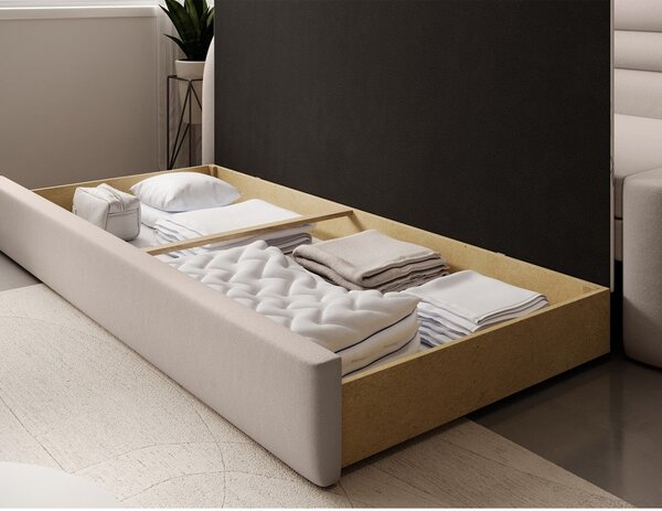 Bež baršunasti sklopiva/s prostorom za odlaganje sofa s lijevim kutom 223 cm Fabillo – ELTAP
