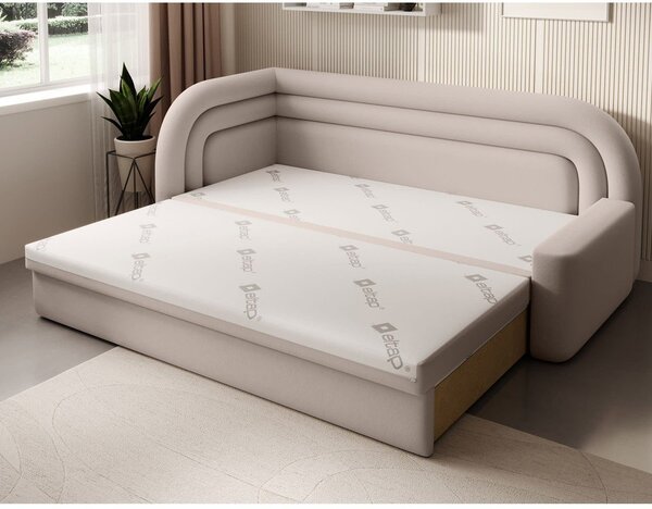Bež baršunasti sklopiva/s prostorom za odlaganje sofa s lijevim kutom 223 cm Fabillo – ELTAP