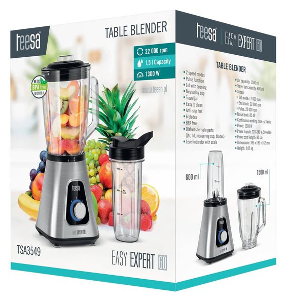 1300W Inox električni blender i mikser 1500ml + 600ml Bidon