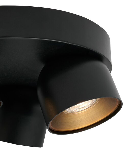 Nordlux Downlight Pitcher, crna/mesing, 3 svjetla, okrugla, metalna, prigušiva, Crno, Dnevni boravak/blagovaonica, Metal