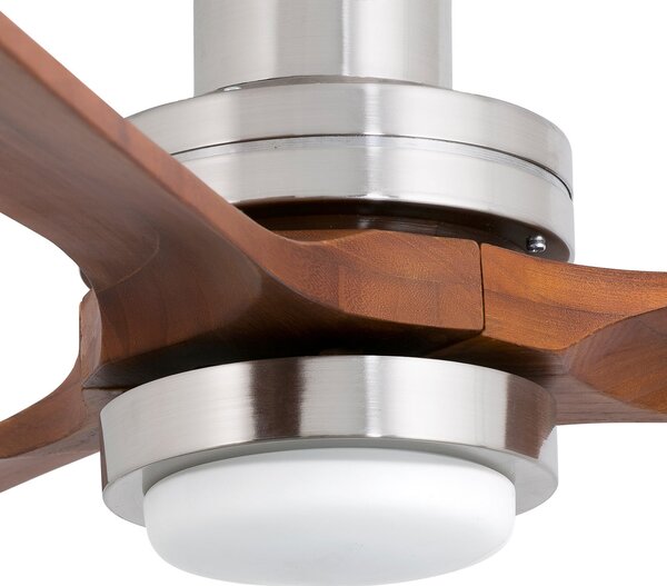 FARO BARCELONA Stropni ventilator Lantau L LED, Ø132 cm, nikal/tamni bor, prigušiva, Sivo, Dnevni boravak/blagovaonica, Metal