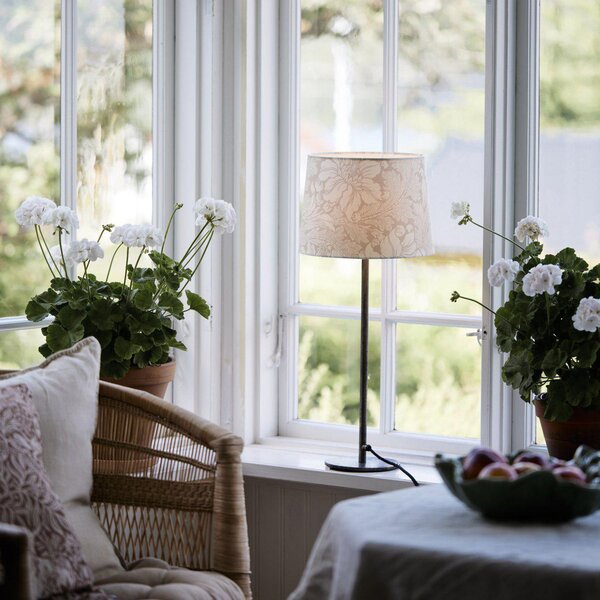 PR Home stolna lampa BASE ACANTHUS, bijela/srebrna, 58 cm, Bijela, Dnevni boravak/blagovaonica, Metal
