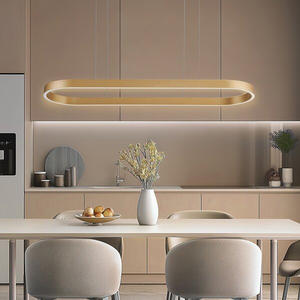Lucande Smart LED visilica Melinay, zlato, CCT, Tuya, prigušiva, Zlato / mjed, Dnevni boravak/blagovaonica, Aluminij