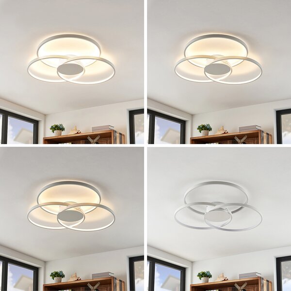 Lindby LED stropna svjetiljka Riley, bijela, metalna, 80 cm, prigušiva, prigušiva, Bijela, Dnevni boravak/blagovaonica, Aluminij, Strop s više plamena