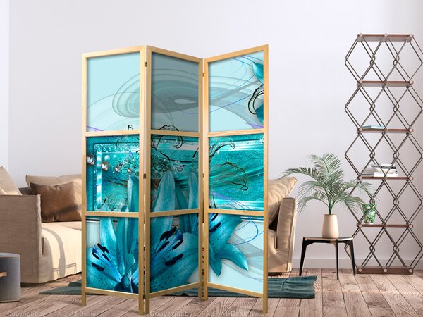 Japanski paravan - Lilies in Pale Blue I