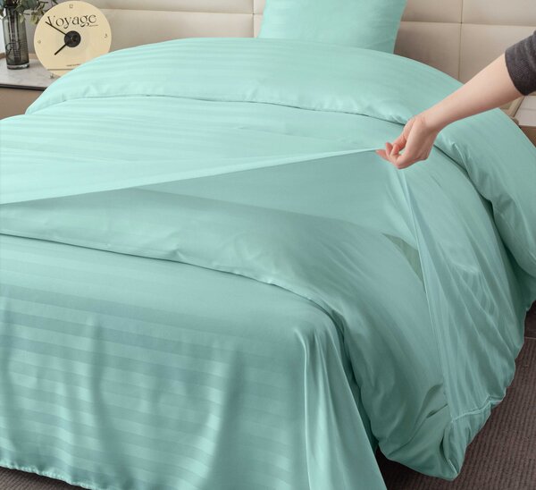 Hotelska posteljina od mikrovlakana JASMINE mentol - pruga 2 cm, hotelski džep Dimenzije posteljine: 70 x 90 cm | 140 x 200 cm