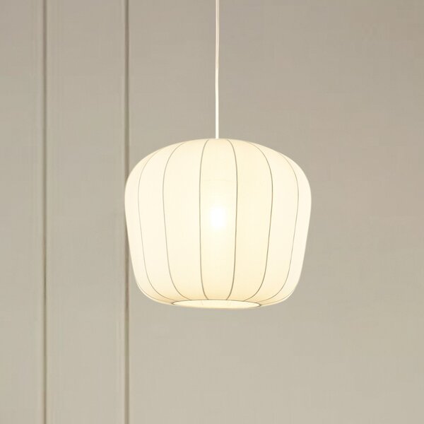 Lindby Viseća lampa Helin, bijela, Ø 35 cm, tkanina, prigušiva, Bijela, Dnevni boravak/blagovaonica, Tkanina / tekstil