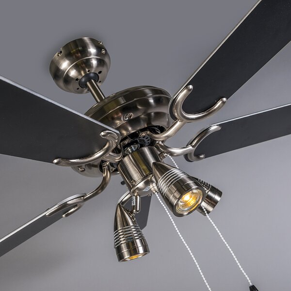 Ventilator na stropu čelični 110 cm 3-svjetla s poteznim prekidačem - Mistral