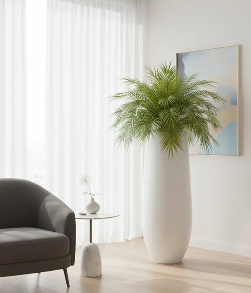 Visoka podna vaza za cvijeće London 115 cm – bijela MAT boja - Bijela - Fiberglass
