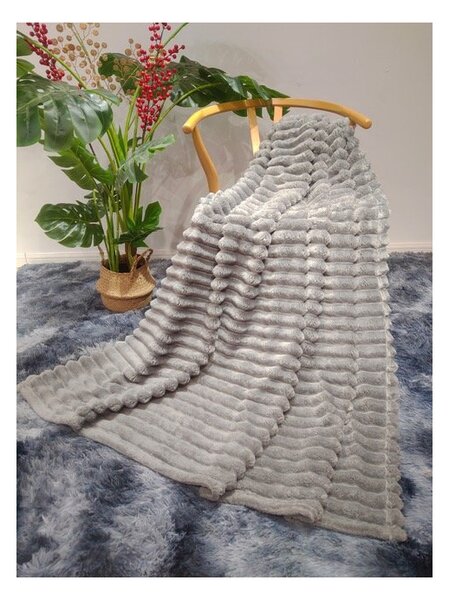 Svijetlo siva deka od mikropliša PRUGE Dimenzije: 160 x 200 cm