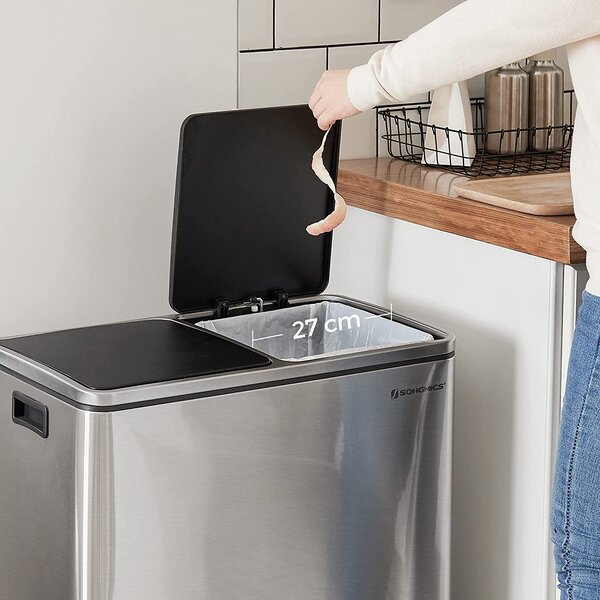Selektivni sakupljač otpada, s 2 plastične unutarnje posude, 2 x 30 L | SONGMICS