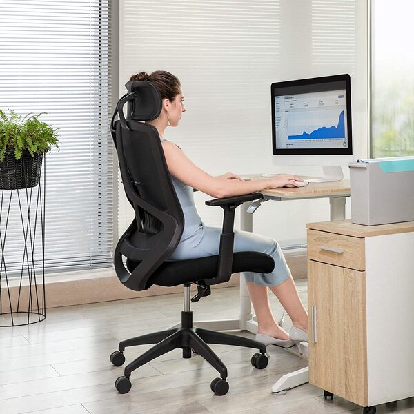 Ergonomska uredska stolica s lumbalnom potporom, crna