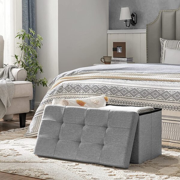 Sklopivi tabure s prostorom za odlaganje, 76 x 38 x 38 cm, svijetlo siva