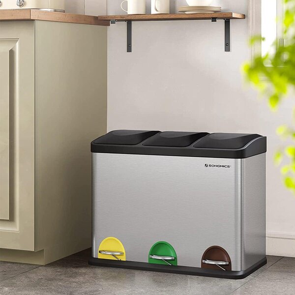 Kanta na pedalu nehrđajuća, selektivni sakupljač smeća 45L (3 x 15L)