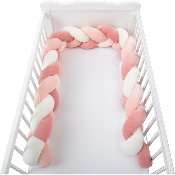 BUBABA BY FREEON ogradica za krevet pletenica 235x15 pink/white
