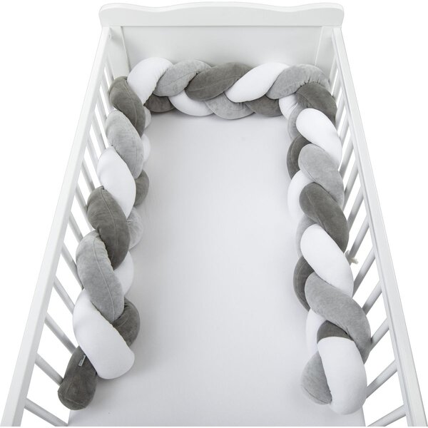 BUBABA BY FREEON ogradica za krevet pletenica 235x15 grey/white