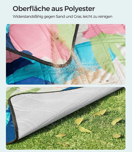Deka za piknik s uzorkom lišća u boji, 200 x 150 cm | SONGMICS