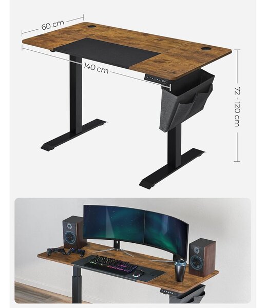 Električni stol podesiv po visini, 60 x 140 x (72-120) cm