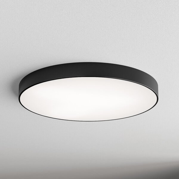 TEMAR LIGHTING Cleo stropna svjetiljka sa staklenim difuzorom, crna, Ø 78cm, prigušiva, Crno, Dnevni boravak/blagovaonica, Metal