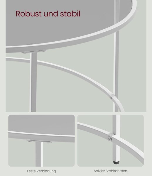 Okrugli stolić za kavu, pomoćni salonski stolić, biserno bijeli/svjetlo sivi | VASAGLE