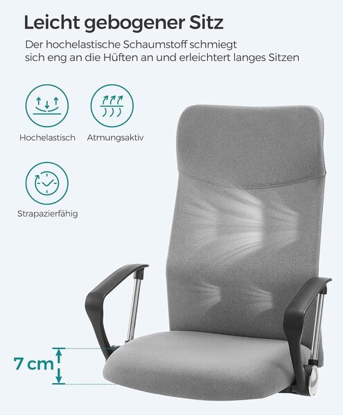 Uredska stolica, ergonomska stolica s podstavljenim sjedalom, siva