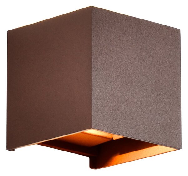 Mantra Iluminación Davos LED vanjska zidna svjetiljka, corten, četvrtasta, prigušiva aluminij,, Smeđa / hrđa, Aluminij, Zidna utičnica iznad/dolje