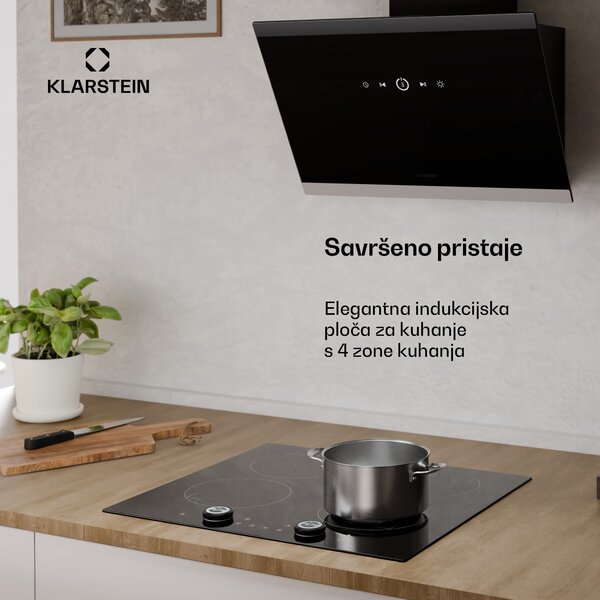 Klarstein Neotouch indukcijska ploča za kuhanje | Moderna i snažna | 4 zone kuhanja | 9 razina | 7200 W | 60 cm
