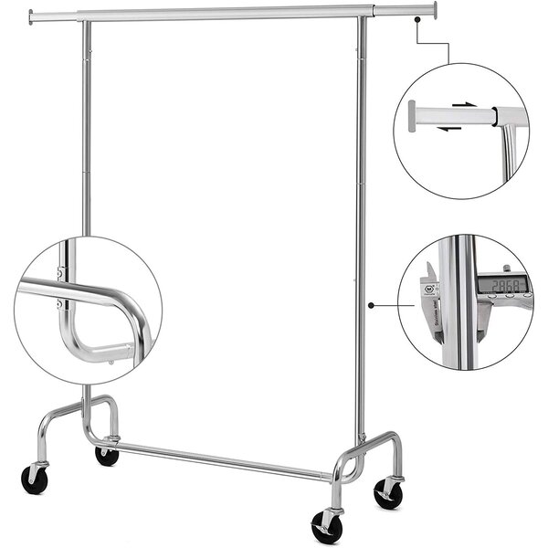 Izdržljivi metalni stalak za odjeću na kotače, nosivost 130 kg, 110-150 cm