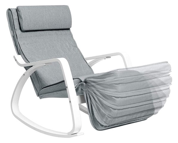 Stolica za ljuljanje nosivosti 150kg, podesiva fotelja, 67x115x91 cm, svijetlosiva | SONGMICS