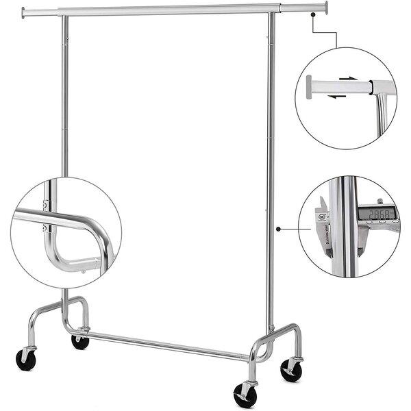 Izdržljivi metalni stalak za odjeću na kotače, nosivost 130 kg, 110-150 cm