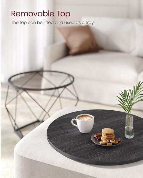 Set od 2 stolića za kavu s robusnim čeličnim okvirom, crni | VASAGLE