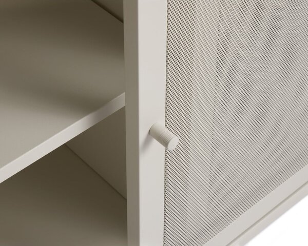 Siva metalna komoda s kliznim vratima 160x75x47 cm Veep – Unique Furniture