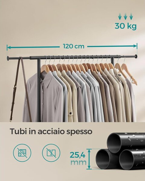Proširivi stalak za odjeću nosivosti 45 kg, 0 x (83-120) x 156 cm, crni | SONGMICS