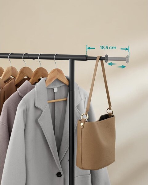 Proširivi stalak za odjeću nosivosti 45 kg, 0 x (83-120) x 156 cm, crni | SONGMICS