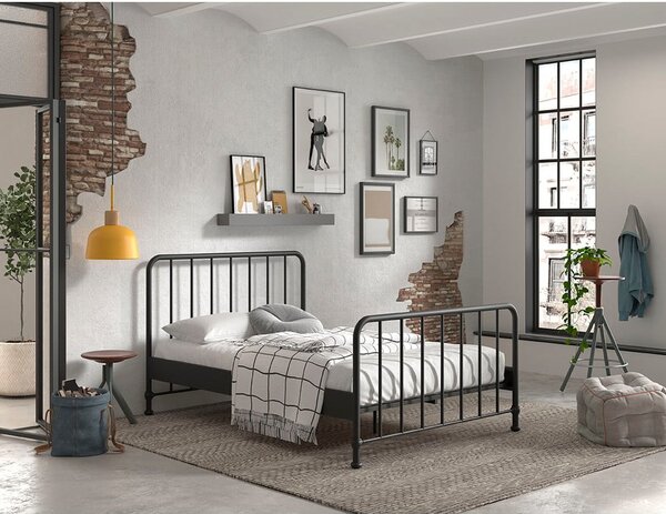 Crni metalni krevet s podnicom 140x200 cm BRONXX – Vipack