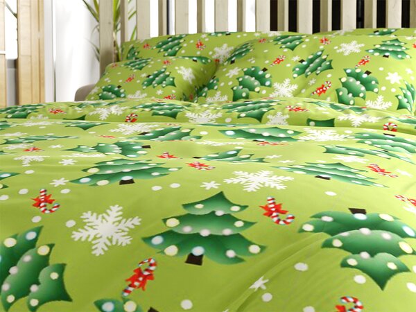 Posteljina od mikrovlakana CHRISTMAS TREE zelena Dimenzije posteljine: 70 x 90 cm | 140 x 200 cm