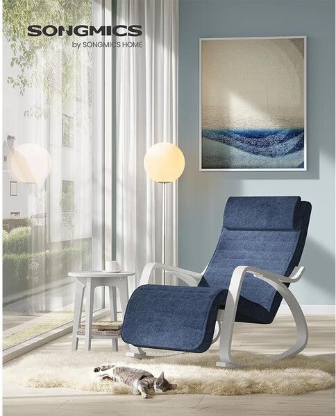 Fotelja za ljuljanje nosivosti do 150 kg, 121,5 x 67 x 84 cm, tamno plava i bijela | SONGMICS