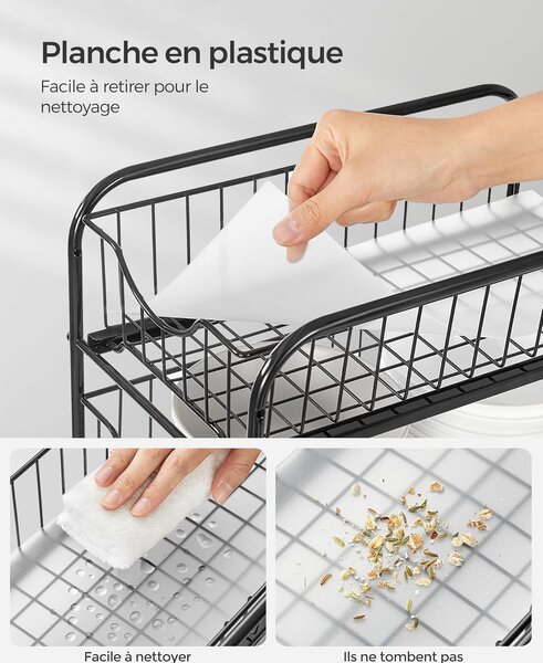 Kuhinjski organizator na 2 etaže, 21 x 36,5 x 27,3 cm, crne boje | SONGMICS