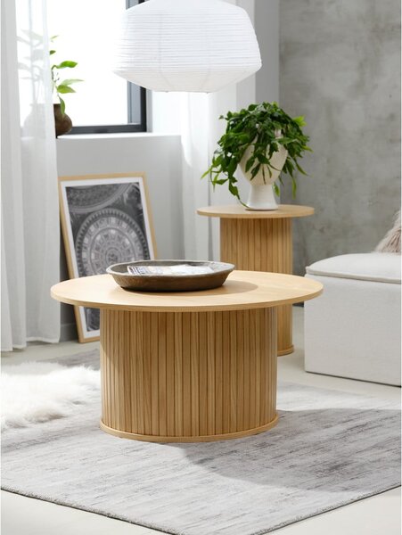 Okrugli stolić u dekoru hrasta u prirodnoj boji ø 90 cm Nola - Unique Furniture