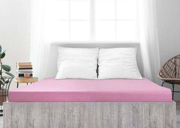 Jersey plahta ALVORA 180x200 cm ružičasta