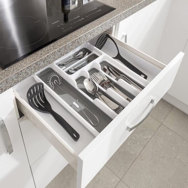 Bijeli/sivi plastičan organizator pribora 58,5 x 41,5 cm – Addis