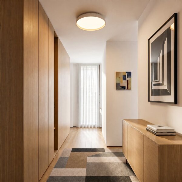 Lindby Jovian LED stropna svjetiljka, bijela, Ø 40 cm, CCT, dimabilna, prigušiva, Bijela, Dnevni boravak/blagovaonica, Plastika