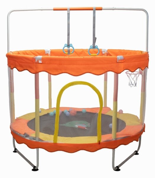 INLEA Dječja trambolina JumpPlay 152cm sa zaštitnom mrežom i dodacima – narančasta