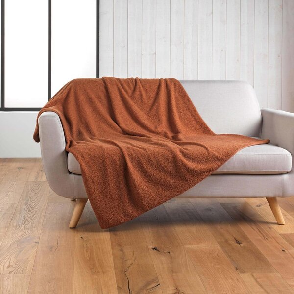 Crvena/narančasta deka od flisa 180x220 cm Curly Wooly – douceur d'intérieur