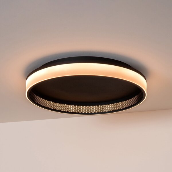 Lucide LED stropna svjetiljka ESTREJA, crna, Ø 40 cm, CCT, s koraknim prigušivanjem, prigušiva, Crno, Dnevni boravak/blagovaonica, Metal