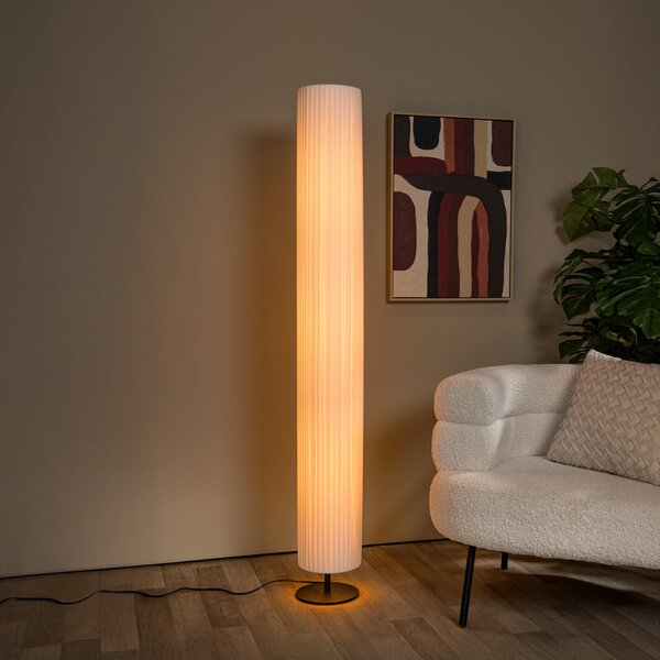 Lucide Sklopiva podna lampa, visina 160 cm, bijela, tkanina, 2 x E27, Bijela, Dnevni boravak/blagovaonica, Tkanina / tekstil